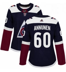 Womens Adidas Colorado Avalanche 60 Justus Annunen Authentic Navy Blue Alternate NHL Jerse