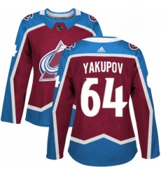 Womens Adidas Colorado Avalanche 64 Nail Yakupov Premier Burgundy Red Home NHL Jersey 