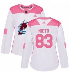 Womens Adidas Colorado Avalanche 83 Matt Nieto Authentic WhitePink Fashion NHL Jersey 