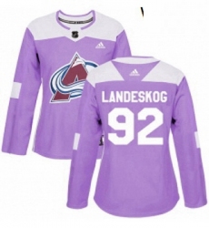 Womens Adidas Colorado Avalanche 92 Gabriel Landeskog Authentic Purple Fights Cancer Practice NHL Jersey 
