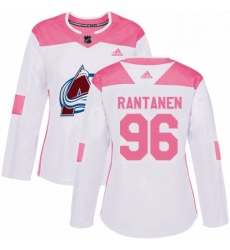 Womens Adidas Colorado Avalanche 96 Mikko Rantanen Authentic WhitePink Fashion NHL Jersey 