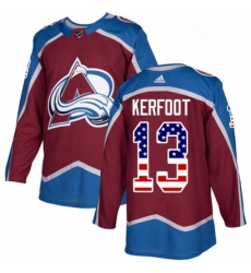 Youth Adidas Colorado Avalanche 13 Alexander Kerfoot Authentic Burgundy Red USA Flag Fashion NHL Jersey 