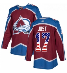 Youth Adidas Colorado Avalanche 17 Tyson Jost Authentic Burgundy Red USA Flag Fashion NHL Jersey 