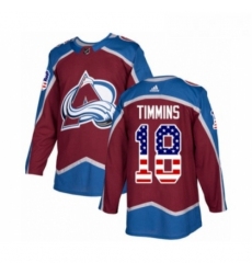 Youth Adidas Colorado Avalanche 18 Conor Timmins Authentic Burgundy Red USA Flag Fashion NHL Jersey 