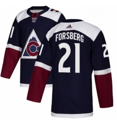 Youth Adidas Colorado Avalanche 21 Peter Forsberg Authentic Navy Blue Alternate NHL Jersey 