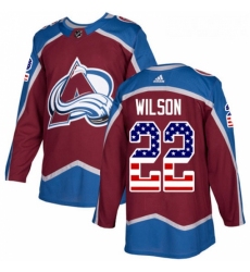 Youth Adidas Colorado Avalanche 22 Colin Wilson Authentic Burgundy Red USA Flag Fashion NHL Jersey 