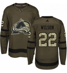 Youth Adidas Colorado Avalanche 22 Colin Wilson Authentic Green Salute to Service NHL Jersey 