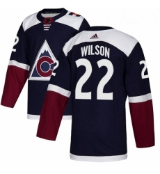 Youth Adidas Colorado Avalanche 22 Colin Wilson Authentic Navy Blue Alternate NHL Jersey 