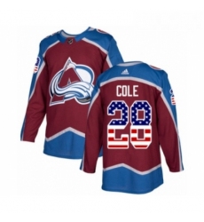 Youth Adidas Colorado Avalanche 28 Ian Cole Authentic Burgundy Red USA Flag Fashion NHL Jersey 