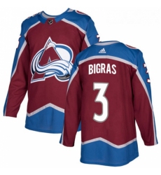 Youth Adidas Colorado Avalanche 3 Chris Bigras Premier Burgundy Red Home NHL Jersey 