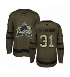 Youth Adidas Colorado Avalanche 31 Philipp Grubauer Premier Green Salute to Service NHL Jersey 