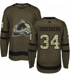Youth Adidas Colorado Avalanche 34 Carl Soderberg Authentic Green Salute to Service NHL Jersey 