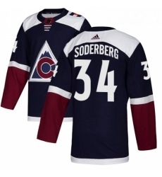 Youth Adidas Colorado Avalanche 34 Carl Soderberg Authentic Navy Blue Alternate NHL Jersey 