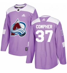 Youth Adidas Colorado Avalanche 37 JT Compher Authentic Purple Fights Cancer Practice NHL Jersey 