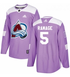 Youth Adidas Colorado Avalanche 5 Rob Ramage Authentic Purple Fights Cancer Practice NHL Jersey 
