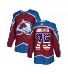 Youth Adidas Colorado Avalanche 75 Justus Annunen Authentic Burgundy Red USA Flag Fashion NHL Jersey 