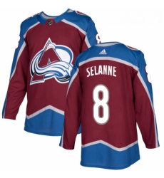 Youth Adidas Colorado Avalanche 8 Teemu Selanne Authentic Burgundy Red Home NHL Jersey 