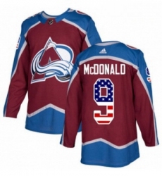 Youth Adidas Colorado Avalanche 9 Lanny McDonald Authentic Burgundy Red USA Flag Fashion NHL Jersey 