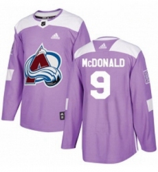 Youth Adidas Colorado Avalanche 9 Lanny McDonald Authentic Purple Fights Cancer Practice NHL Jersey 