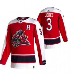 Men Columbus Blue Jackets 3 Seth Jones Red Adidas 2020 21 Reverse Retro Alternate NHL Jersey