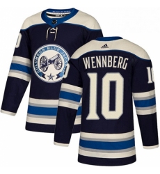 Mens Adidas Columbus Blue Jackets 10 Alexander Wennberg Authentic Navy Blue Alternate NHL Jersey 