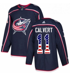 Mens Adidas Columbus Blue Jackets 11 Matt Calvert Authentic Navy Blue USA Flag Fashion NHL Jersey 