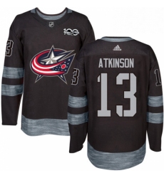 Mens Adidas Columbus Blue Jackets 13 Cam Atkinson Authentic Black 1917 2017 100th Anniversary NHL Jersey 