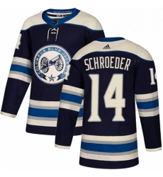 Mens Adidas Columbus Blue Jackets 14 Jordan Schroeder Authentic Navy Blue Alternate NHL Jersey 