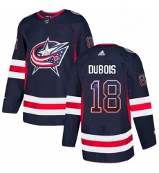 Mens Adidas Columbus Blue Jackets 18 Pierre Luc Dubois Authentic Navy Blue Drift Fashion NHL Jersey 