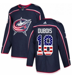 Mens Adidas Columbus Blue Jackets 18 Pierre Luc Dubois Authentic Navy Blue USA Flag Fashion NHL Jersey 