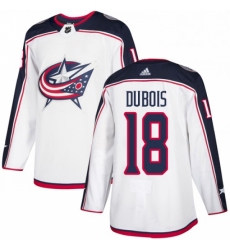 Mens Adidas Columbus Blue Jackets 18 Pierre Luc Dubois White Road Authentic Stitched NHL Jersey 