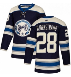 Mens Adidas Columbus Blue Jackets 28 Oliver Bjorkstrand Authentic Navy Blue Alternate NHL Jersey 