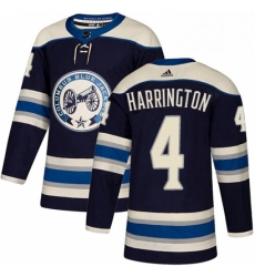 Mens Adidas Columbus Blue Jackets 4 Scott Harrington Authentic Navy Blue Alternate NHL Jersey 