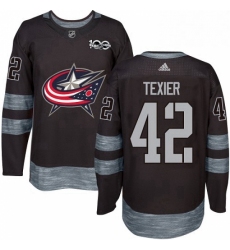 Mens Adidas Columbus Blue Jackets 42 Alexandre Texier Authentic Black 1917 2017 100th Anniversary NHL Jersey 