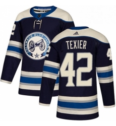 Mens Adidas Columbus Blue Jackets 42 Alexandre Texier Authentic Navy Blue Alternate NHL Jersey 