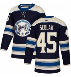 Mens Adidas Columbus Blue Jackets 45 Lukas Sedlak Authentic Navy Blue Alternate NHL Jersey 