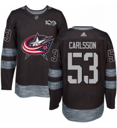Mens Adidas Columbus Blue Jackets 53 Gabriel Carlsson Authentic Black 1917 2017 100th Anniversary NHL Jersey 