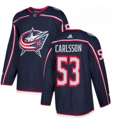 Mens Adidas Columbus Blue Jackets 53 Gabriel Carlsson Authentic Navy Blue Home NHL Jersey 