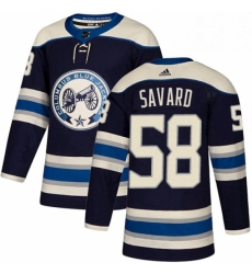 Mens Adidas Columbus Blue Jackets 58 David Savard Authentic Navy Blue Alternate NHL Jersey 