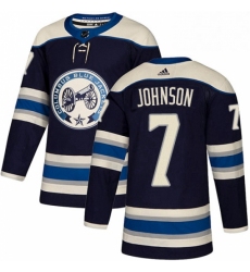 Mens Adidas Columbus Blue Jackets 7 Jack Johnson Authentic Navy Blue Alternate NHL Jersey 