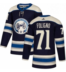 Mens Adidas Columbus Blue Jackets 71 Nick Foligno Authentic Navy Blue Alternate NHL Jersey 