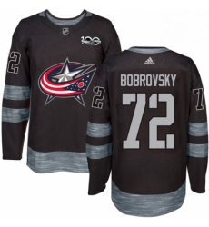 Mens Adidas Columbus Blue Jackets 72 Sergei Bobrovsky Authentic Black 1917 2017 100th Anniversary NHL Jersey 
