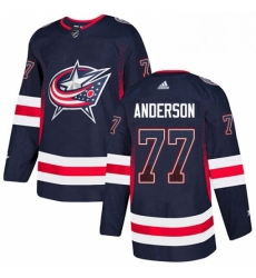 Mens Adidas Columbus Blue Jackets 77 Josh Anderson Authentic Navy Blue Drift Fashion NHL Jersey 