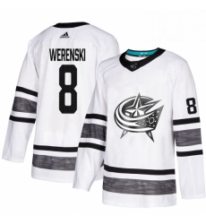 Mens Adidas Columbus Blue Jackets 8 Zach Werenski White 2019 All Star Game Parley Authentic Stitched NHL Jersey 