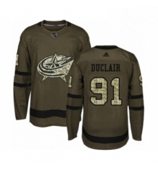 Mens Adidas Columbus Blue Jackets 91 Anthony Duclair Authentic Green Salute to Service NHL Jersey 