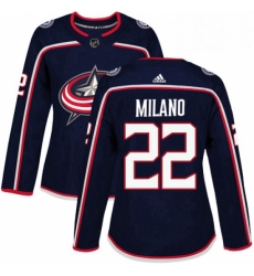 Womens Adidas Columbus Blue Jackets 22 Sonny Milano Authentic Navy Blue Home NHL Jersey 