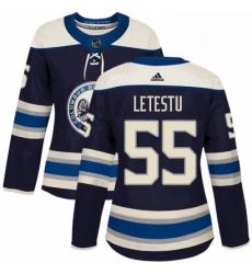 Womens Adidas Columbus Blue Jackets 55 Mark Letestu Authentic Navy Blue Alternate NHL Jersey 