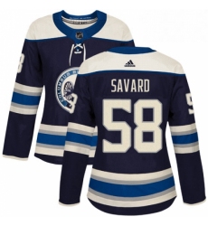 Womens Adidas Columbus Blue Jackets 58 David Savard Authentic Navy Blue Alternate NHL Jersey 