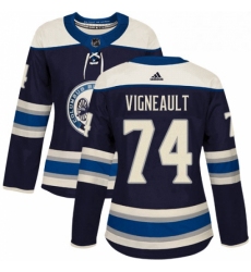 Womens Adidas Columbus Blue Jackets 74 Sam Vigneault Authentic Navy Blue Alternate NHL Jersey 