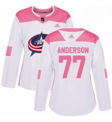 Womens Adidas Columbus Blue Jackets 77 Josh Anderson Authentic WhitePink Fashion NHL Jersey 